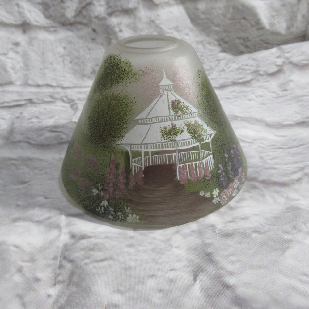 Vintage Yankee Candle Gazebo,Garden Frosted Glass Jar Candle Shade Topper no box